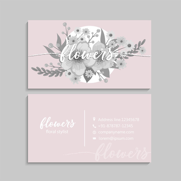 Flower business cards pink background - Vektori, kuva