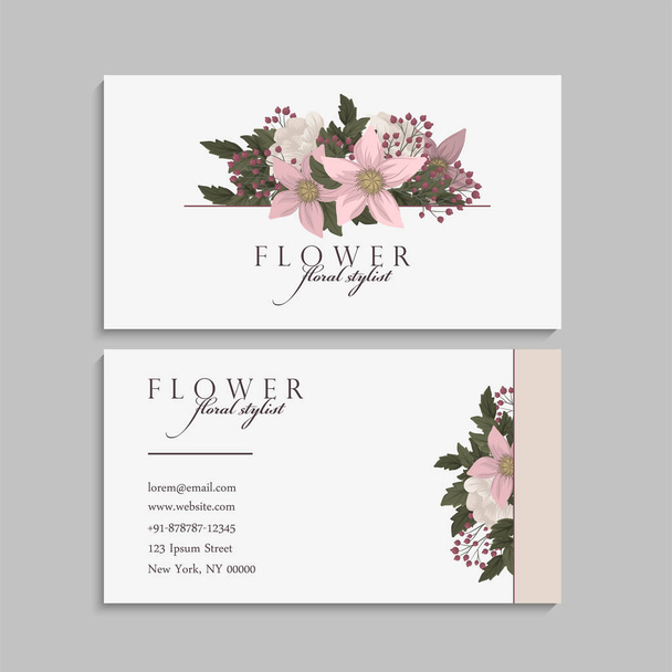 Flower business cards pink flowers - Vecteur, image