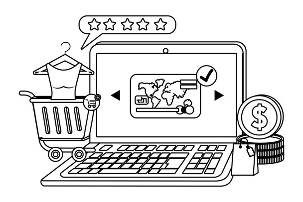 Online winkelen pictogram ontwerp vector illustratie - Vector, afbeelding