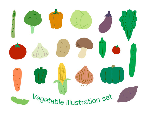 Γνωστό σύνολο εικονογράφησης λαχανικών - Διάνυσμα, εικόνα
