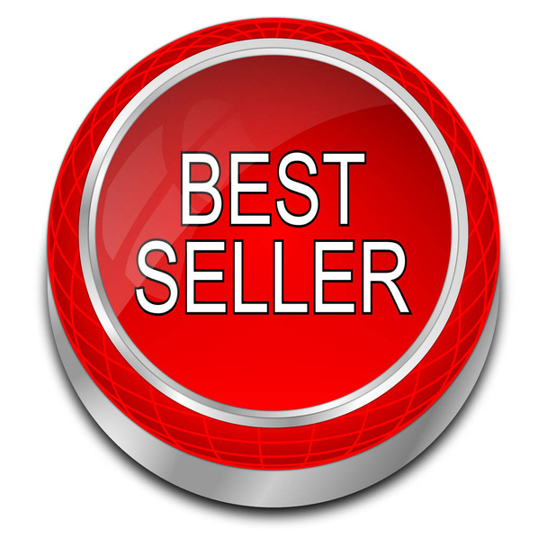rode bestseller knop - 3d illustratie - Foto, afbeelding