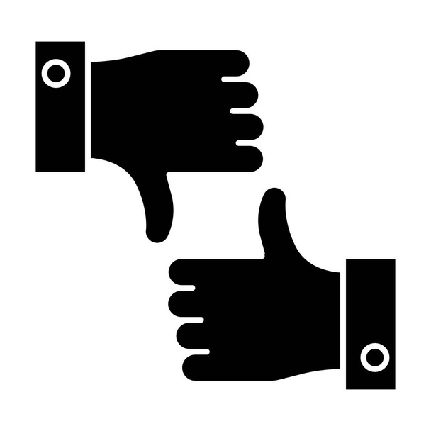 Like and dislike glyph icon. Feedback option. Info evaluation. Data assessment. Hand up and down sign. Negative and positive experience. Silhouette symbol. Negative space. Vector isolated illustration - Vector, Image