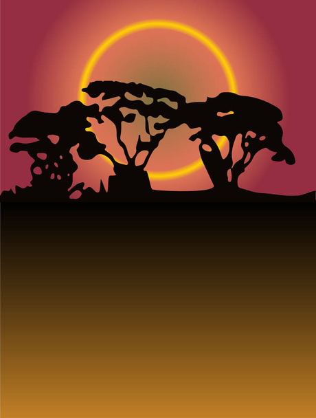 Copse Trees Sunset Háttér - Vektor, kép