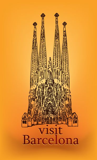 Vista frontal "La Sagrada Familia
" - Vetor, Imagem
