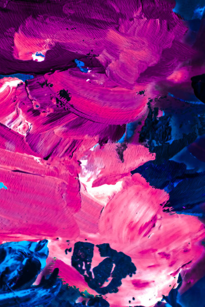 Abstrakte Acryl-Farbstriche, Kunstpinsel flacher Hintergrund - Foto, Bild