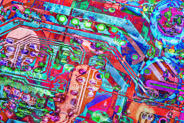 Microcircuito elettronico Scheda madre Dettaglio Sfondo multicolore
 - Foto, immagini