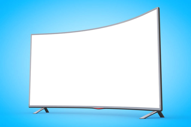 Modern gebogen Led of Lcd Tv Scherm. 3d Rendering - Foto, afbeelding