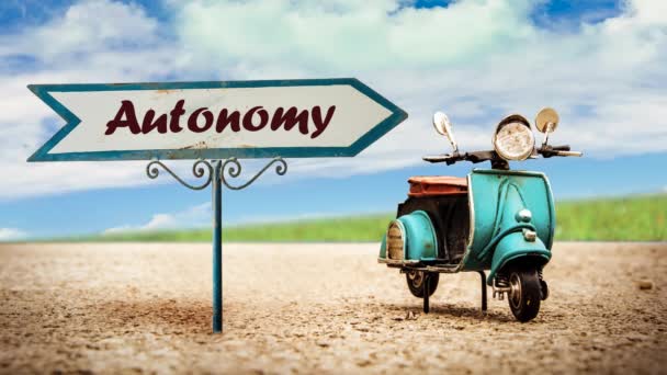 Street Sign the Way to Autonomy - Footage, Video