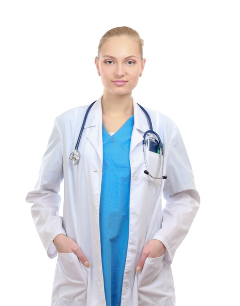 A female doctor with arms in pockets - Zdjęcie, obraz