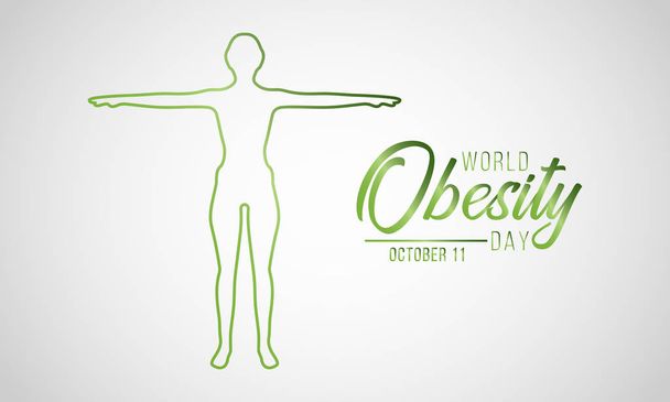 Dünya Obezite Günü 'nün 11 Ekim' deki temsili sunumu - Vektör, Görsel