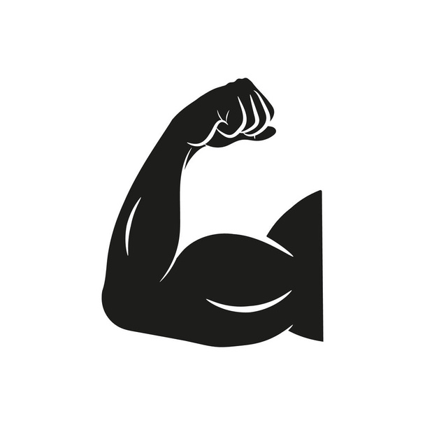 Biceps flex brazo vector icono, musculoso culturista pose. Aislado
. - Vector, Imagen