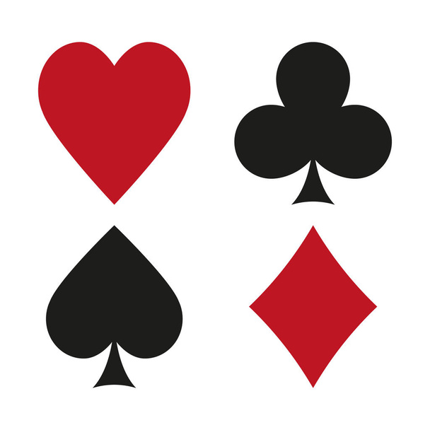 Векторна ілюстрація карткових костюмів червоного та чорного кольорів. Ізольовані
. - Вектор, зображення