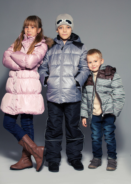 Children in winter clothes - 写真・画像