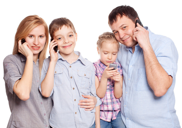 Família, falando ao telefone
 - Foto, Imagem