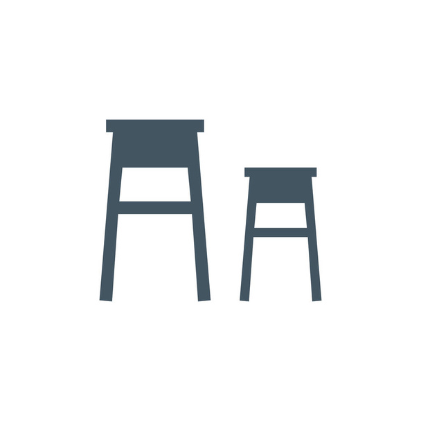 Stool vector in flat style design. Classic furniture for kitchen or living room. Isolated on white - Vector, Image
