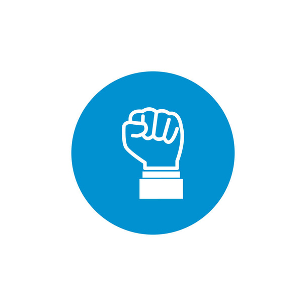 Поднятый кулак - символ победы, силы, власти и солидарности плоской векторной кнопки для приложений и веб-сайтов. Векторная иллюстрация
 - Вектор,изображение