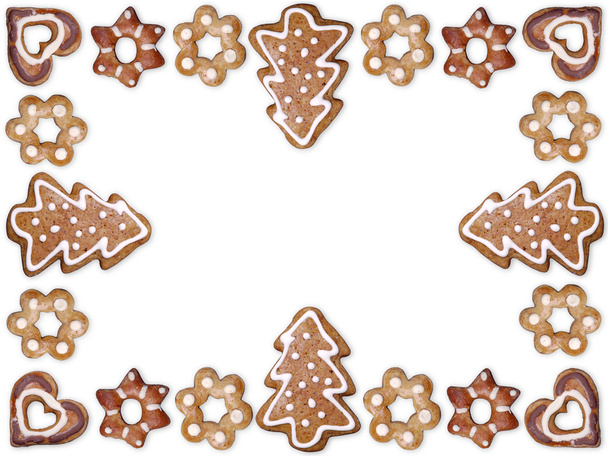Christmas gingerbread cookie frame - Foto, afbeelding