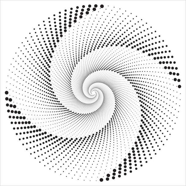 Tečkovaný půltónový vektorový spirálový vzor nebo textura - Vektor, obrázek