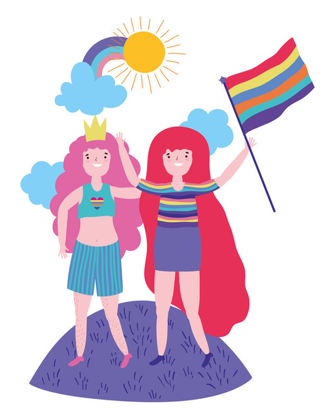 Women supporting lgtbi march design vector illustration - Vector, Image