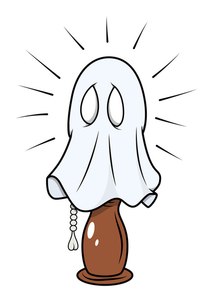 Fantasma asustado escondido en la lámpara de noche - Halloween vector ilustración
 - Vector, Imagen