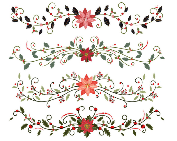 Set Ornaments vectors. Collection of holidays ornaments, Hand drawn vector dividers. Doodle design elements. Decorative swirls dividers. - Вектор, зображення