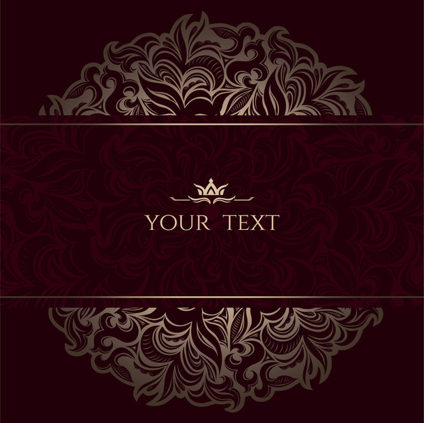 Mandala Luxury Background, ornament template for wedding invitation, book cover, flyer, menu, brochure, postcard, background, wallpaper, decoration, gold and dark red Bordeaux - Vector, Image