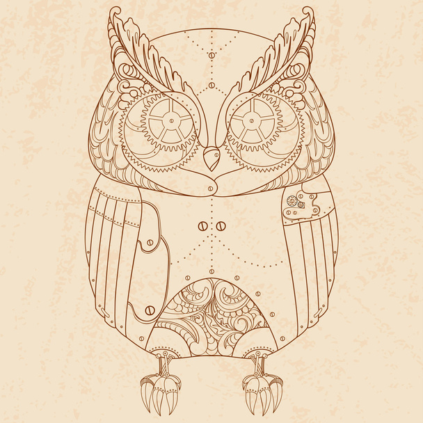 Steam punk owl. - Vector, Image