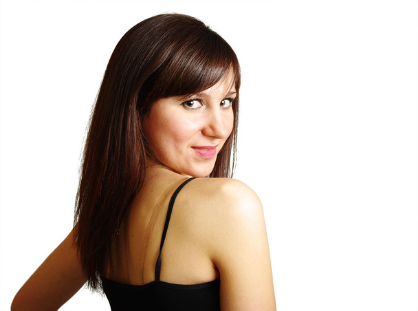 krásná brunetka izolovaných na bílém - Fotografie, Obrázek