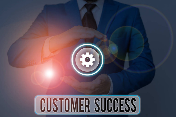 Textová značka, která ukazuje úspěch zákazníka. Konceptuální foto zákazníci dosáhnout požadovaných výsledků při použití vašeho produktu. - Fotografie, Obrázek