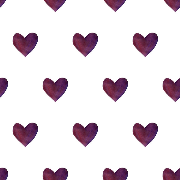 Seamless pattern with watercolor hearts. Romantic love hand drawn backgrounds texture. For greeting cards, wrapping paper, packaging, wedding, birthday, fabric, textile, Valentine's Day, mother's Day - Photo, Image