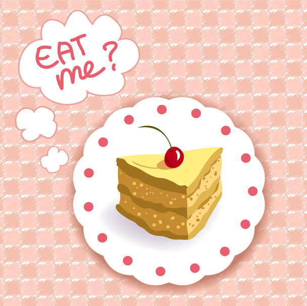 piece of cake on a plaid background - Vector, Image