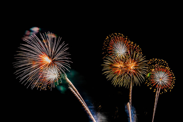 Beautiful colorful firework display at night for celebrate - Photo, Image