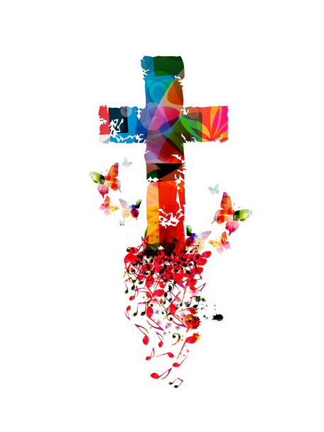 Vector illustration of colorful cross on white background  - Вектор,изображение