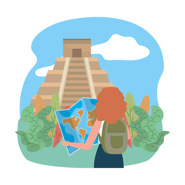 Kukulkan pyramid landmark design vector illustration - Vector, Image