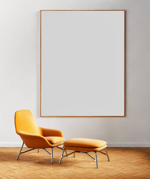 duże luksusowe nowoczesne minimalne jasne wnętrza pokój makieta illustr - Zdjęcie, obraz