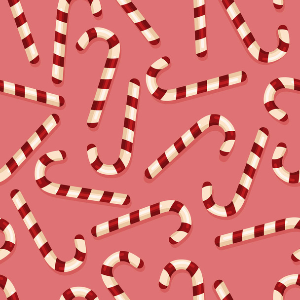 Vector Seamless Pattern of Candy Cane Sweets - Vector, Image