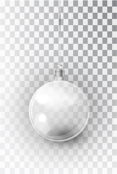 transparent Christmas tree toy isolated on a transparent background. Stocking Christmas decorations. Vector object for christmas design, mockup. Vector realistic object 10 EPS - Vector, Image
