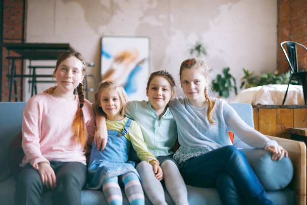 Portrait of two teenagers and two younger girls.  - Valokuva, kuva