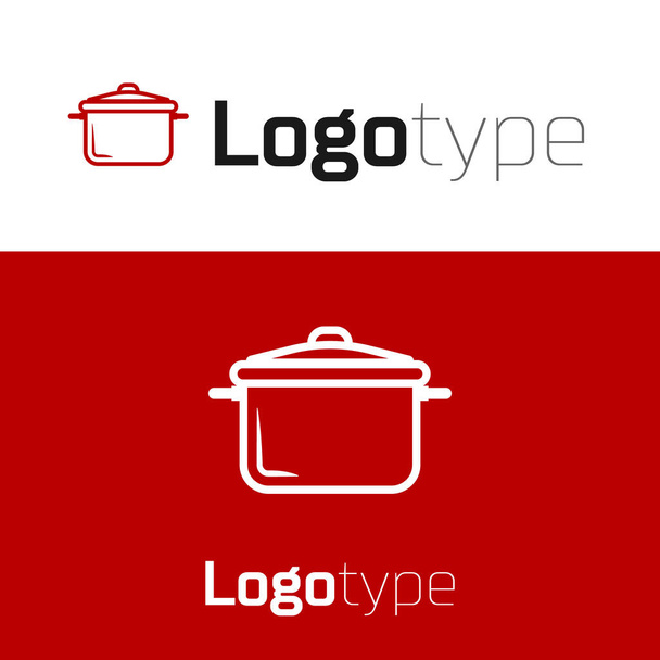 Red Cooking pote ícone isolado no fundo branco. Ferva ou guisado símbolo de comida. Elemento de modelo de design de logotipo. Ilustração vetorial
 - Vetor, Imagem
