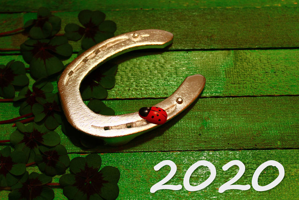 new year wishes with a horseshoe - Photo, Image
