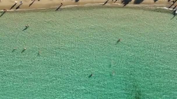 Aerial Of Beach And Turquoise Sea On A Sunny Day - Footage, Video