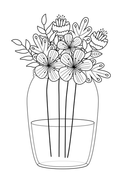 Flowers and leaves inside vase vector design - Vektor, obrázek