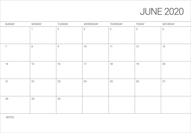 Giugno 2020 tavolo calendario vettoriale illustrazione
 - Vettoriali, immagini