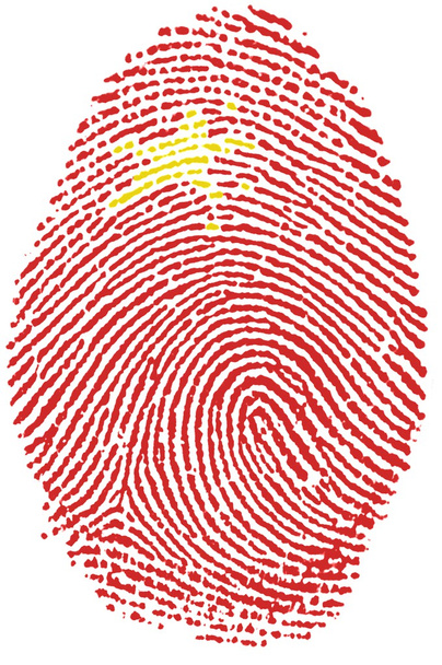 China flag Fingerprint - Photo, Image