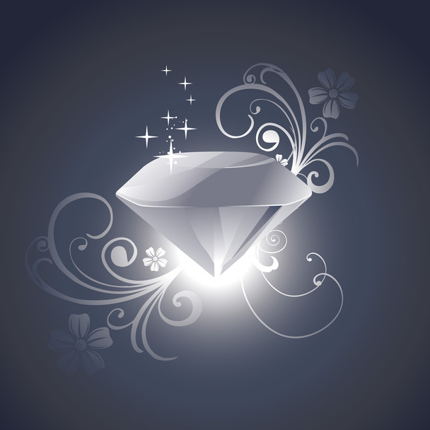 Vector diamond with florals - Vector, Image