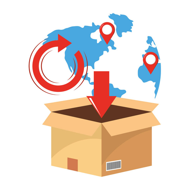 box with map vector illustration - Vector, Image
