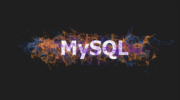 Mysql database banner met kleurrijk plexus ontwerp - Vector, afbeelding