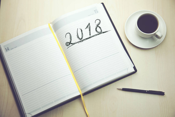 2018 new year on notepad - Foto, Bild