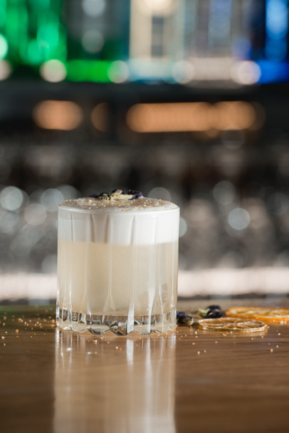 Pisco Sour Cocktail on a bar desk. - Photo, Image