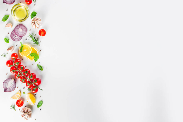 Ruoanlaitto tausta vihanneksia ja yrttejä
 - Valokuva, kuva